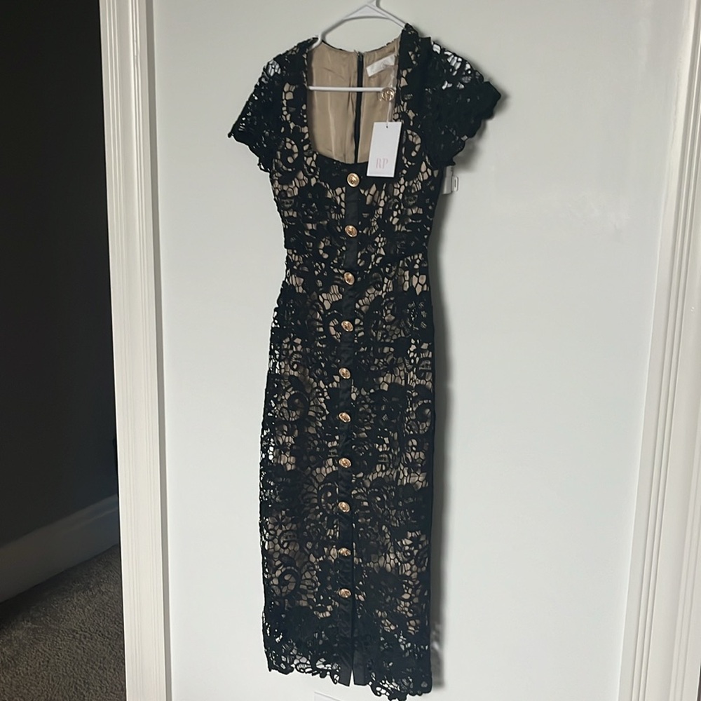 Rachel Parcell Black Lace Button Down Midi Dress, NWT - Picture 3 of 8